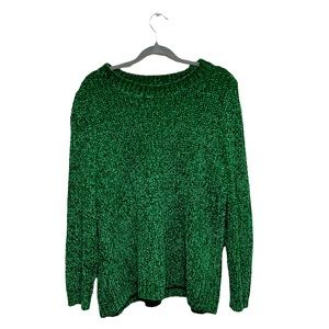 Talbots Green Chenille Crewneck Sweater, Size 1X